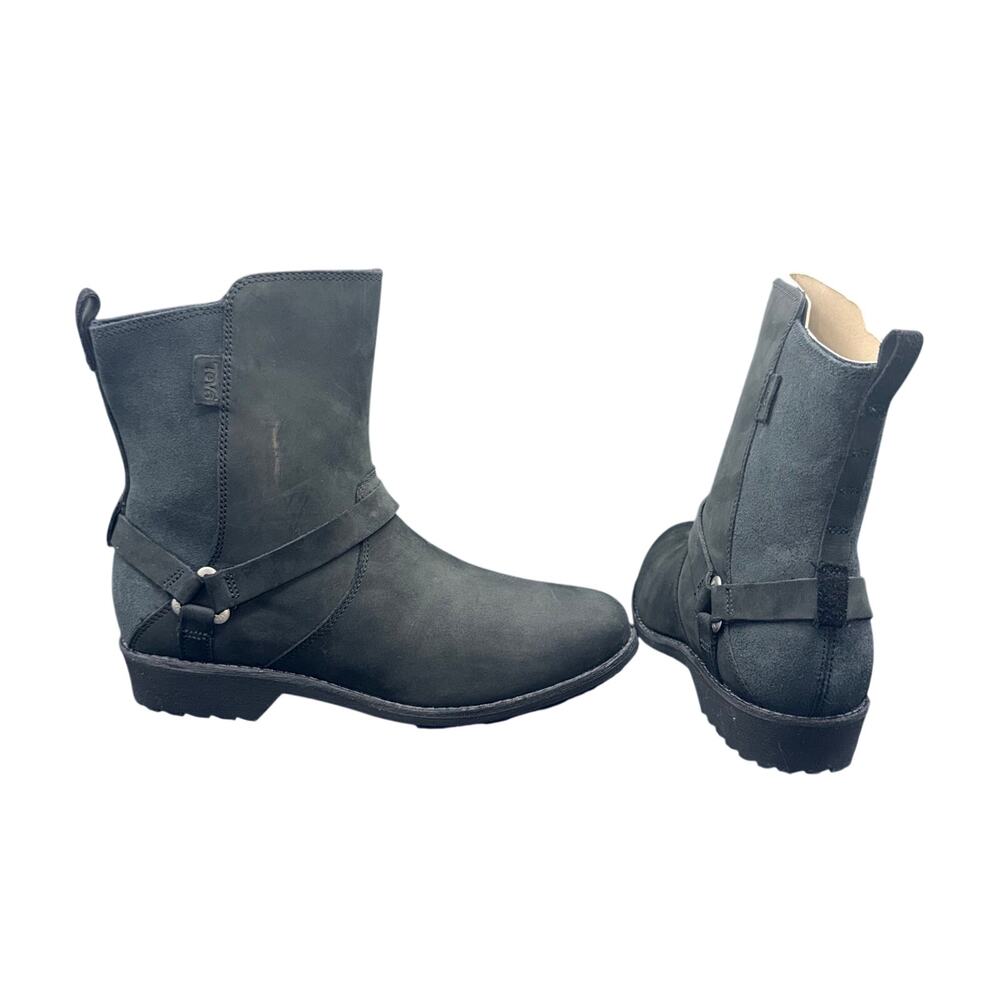 Teva De La Vina Low Black Leather Ankle Boots Womens 8.5 Moto